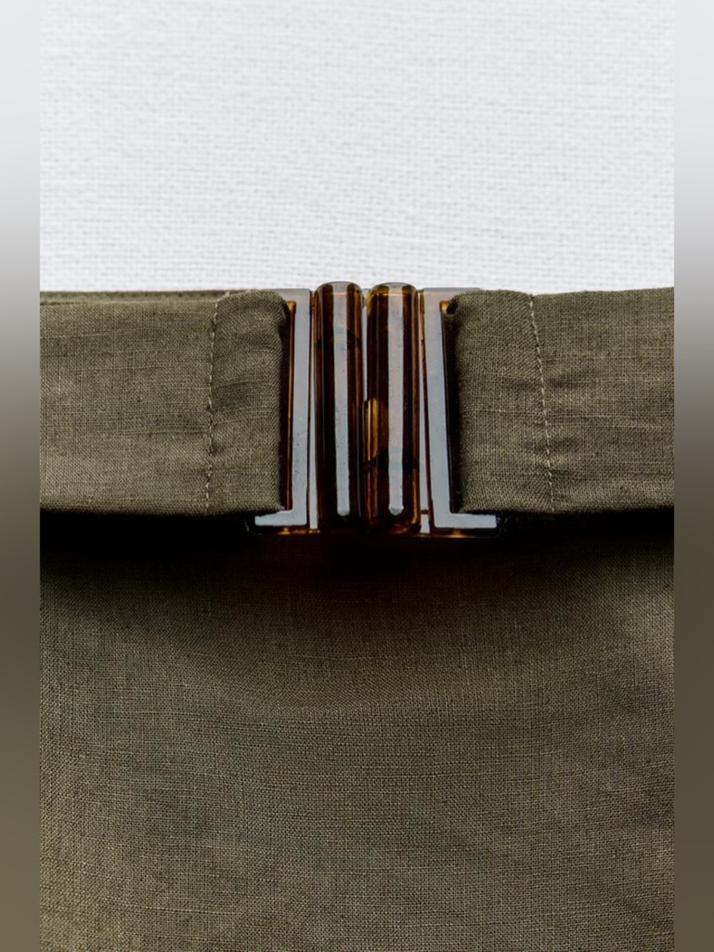 Zara Khaki Linen Blend Belted Skort High Waisted Size S - Picture 10 of 10